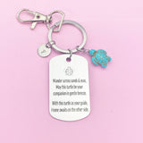 Silver Blue Sea Turtle Charm Keychain, D468