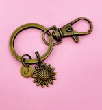 Bronze Sunflower Charm Keychain, N1573Z