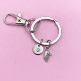 Silver Corn Keychain, Foodie Gift, Personalized Initial Charm