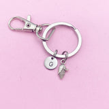 Silver Corn Keychain, Foodie Gift, Personalized Initial Charm