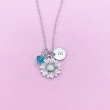 Silver Sunflower Charm Necklace, N1944