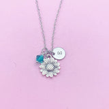 Silver Sunflower Charm Necklace, N1944