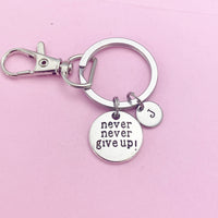 Silver Never Give Up Keychain, N1392