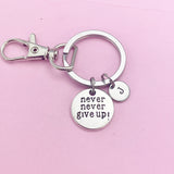 Silver Never Give Up Keychain, N1392