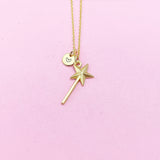 Gold Magic Wand Star Charm Necklace, AN2157