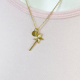 Gold Magic Wand Star Charm Necklace, AN2157