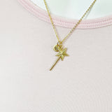 Gold Magic Wand Star Charm Necklace, AN2157