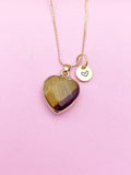 Gold Tiger Eye Charm Necklace, Natural Gemstone Jewelry, N3907