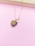 Gold Tiger Eye Charm Necklace, Natural Gemstone Jewelry, N3907