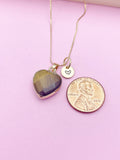 Gold Tiger Eye Charm Necklace, Natural Gemstone Jewelry, N3907