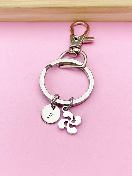 Silver Lauburu Cross Basque Charm Keychain, N5708A