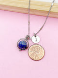 Silver Natural Lapis Lazuli Necklace, Natural Gemstone, N4609Y