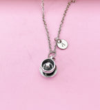 Silver Heart Coffee Cup Saucer Necklace, N5742