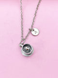 Silver Heart Coffee Cup Saucer Necklace, N5742