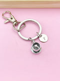 Silver Coffee Cup and Saucer Charm Keychain, Coffee Gift, Personalized Gift, N5742D