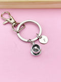 Silver Coffee Cup and Saucer Charm Keychain, Coffee Gift, Personalized Gift, N5742D