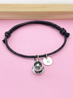 Silver Heart Coffee Cup Saucer Charm Bracelet, N5742B