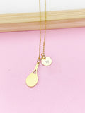 Gold Stainless Steel Tennis Racket Charms Necklace, N45