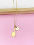 Gold Stainless Steel Tennis Racket Charms Necklace, N45