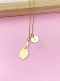 Gold Stainless Steel Tennis Racket Charms Necklace, N45