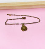 Bronze Sunflower Charm Bracelet, N1573Z