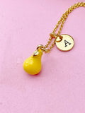 Gold Pear Charm Necklace, Sweet Yellow Pear Fruit Charm, N5714