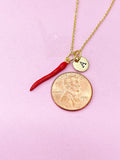 Gold Red Hot Chili Charm Necklace, Red Hoy Chili Charm, N5715