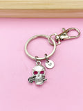 Silver Skull with Rose Charm Keychain, N5707A