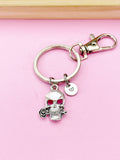Silver Skull with Rose Charm Keychain, N5707A