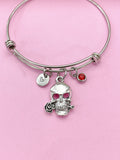 Silver Skull with Rose Charm Bracelet, N5707B