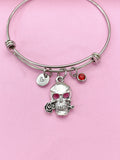 Silver Skull with Rose Charm Bracelet, N5707B