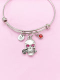Silver Skull with Rose Charm Bracelet, N5707B