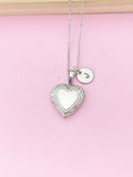 Silver Heart Locket Necklace, Stainless Steel Heart Locket Gift, Valentine Gift, Birthday Gift, Personized Initial Necklace, N5032