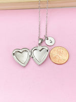 Silver Heart Locket Necklace, Stainless Steel Heart Locket Gift, Valentine Gift, Birthday Gift, Personized Initial Necklace, N5032
