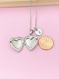 Silver Heart Locket Necklace, Stainless Steel Heart Locket Gift, Valentine Gift, Birthday Gift, Personized Initial Necklace, N5032