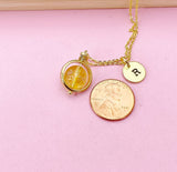 Gold Natural Citrine Necklace, Gemstone Jewelry, Personalized Gift, N4692