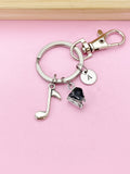 Silver Piano and Music Note Charm Keychain Everyday Gift Ideas Personalized Customized Made to Order Jewelry, CN2567