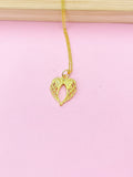 Gold Guardian Angel Wing Charm Necklace, N668