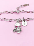 Silver Skull with Rose Charm Bracelet, N5577D
