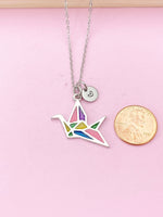 Silver Japanese Crane Necklace, N4754