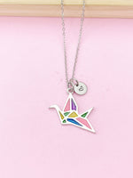 Silver Japanese Crane Necklace, N4754