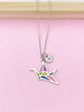 Silver Japanese Crane Necklace, N4754