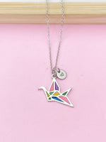 Silver Japanese Crane Necklace, N4754