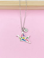 Silver Japanese Crane Necklace, N4754