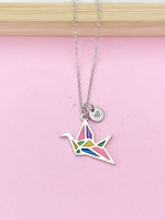 Silver Japanese Crane Necklace, N4754