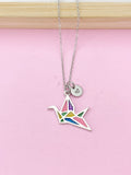 Silver Japanese Crane Necklace, N4754