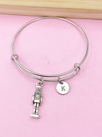 Silver Nutcracker Soldier Charm Bracelet, Christmas Gift, N676A