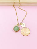 Green Natural Aventurine Necklace, Gemstone Jewelry, N4608A