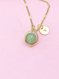 Green Natural Aventurine Necklace, Gemstone Jewelry, N4608A