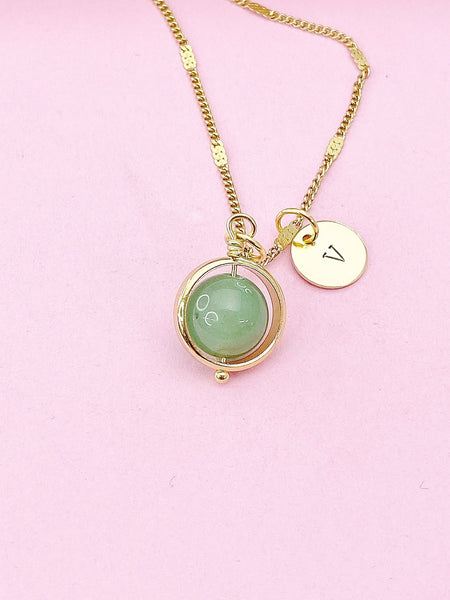 Green Natural Aventurine Necklace, Gemstone Jewelry, N4608A